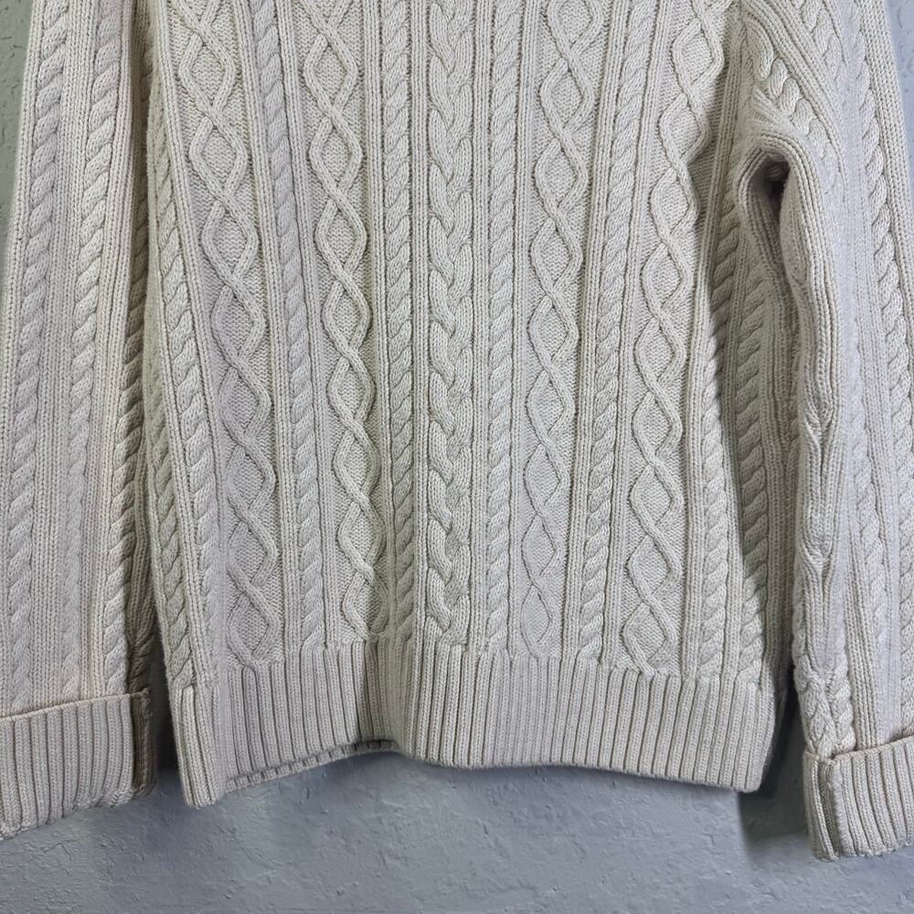 CROFT & BARROW Sweater Large Cable Knit Turtle Neck Cotton Irish Fisherman - Picture 6 of 12